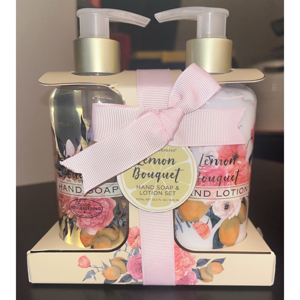 Simple Pleasures Hand Soap & Lotion Set LEMON BOUQUET 10.1 fl oz each with Pump